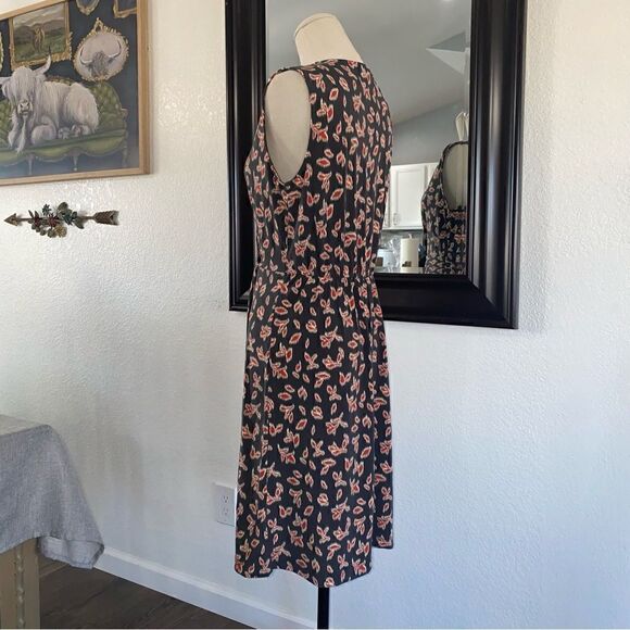 Banana Republic Womens Printed Stretch V-Neck Sleeveless Wrap Dress Black Small - Picture 5 of 14